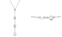 Macy's Cultured Freshwater Pearl (6, 7 & 8mm) & Diamond Accent 17" Lariat Necklace in Sterling Silver